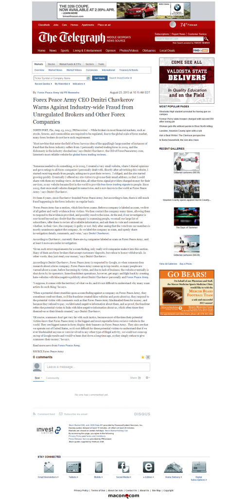 Forex Peace Army - Telegraph-Macon (Macon, GA)