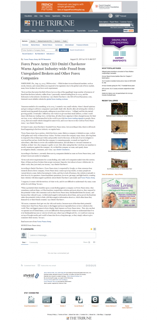 Forex Peace Army - Tribune (San Luis Obispo, CA)