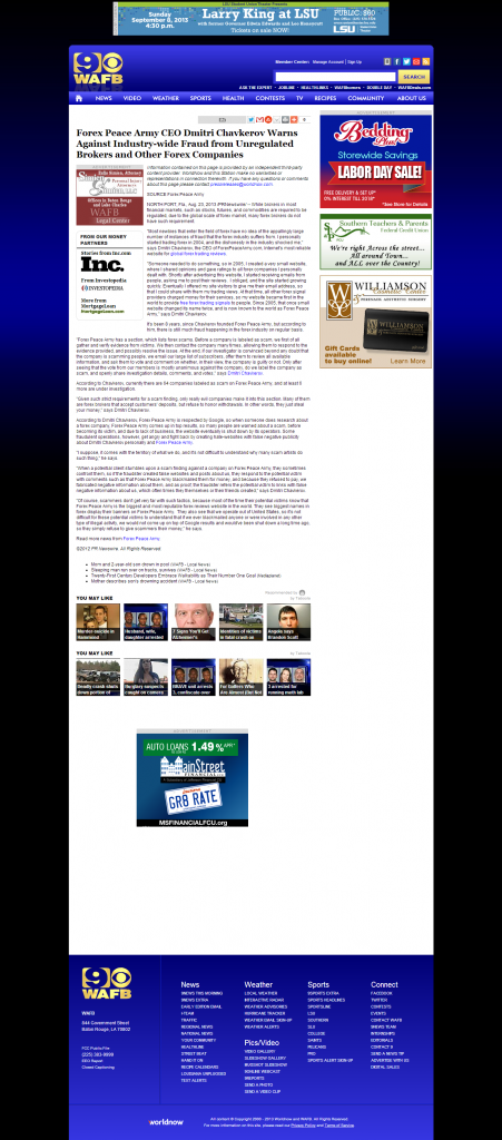 Forex Peace Army - WAFB CBS-9 (Baton Rouge, LA)