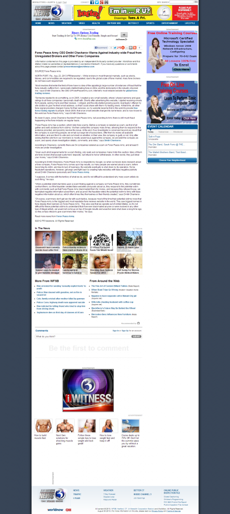 Forex Peace Army - WFSB-TV CBS-3 (Hartford, CT)
