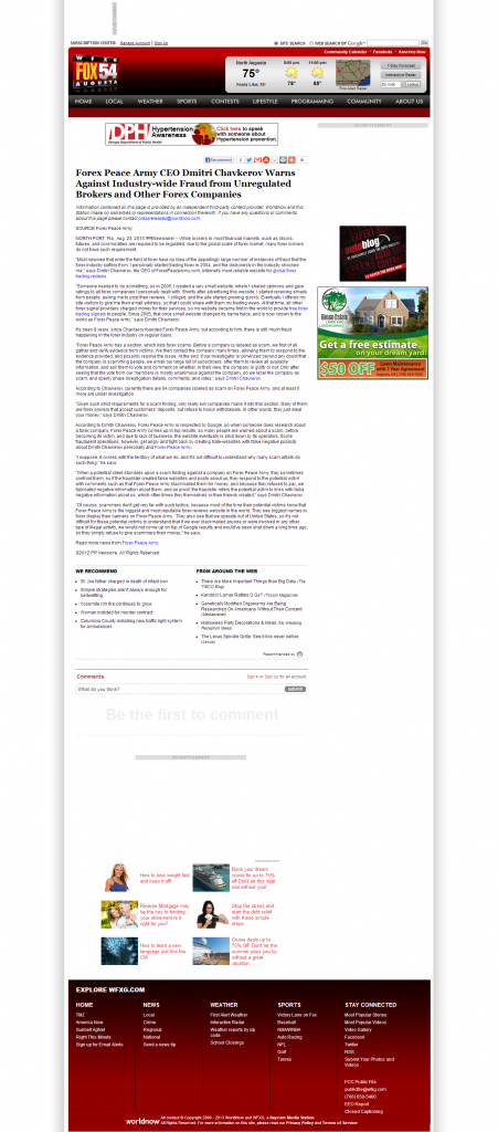 Forex Peace Army - WFXG-TV FOX-54 (Augusta, GA)