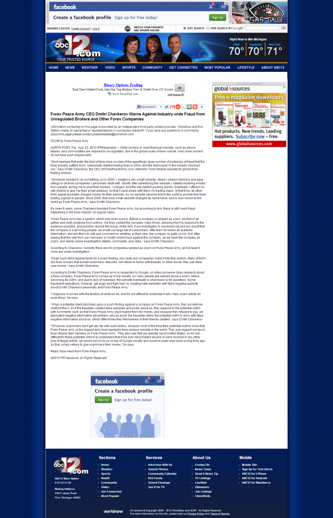 Forex Peace Army - WJRT-TV ABC-12 (Flint, MI)