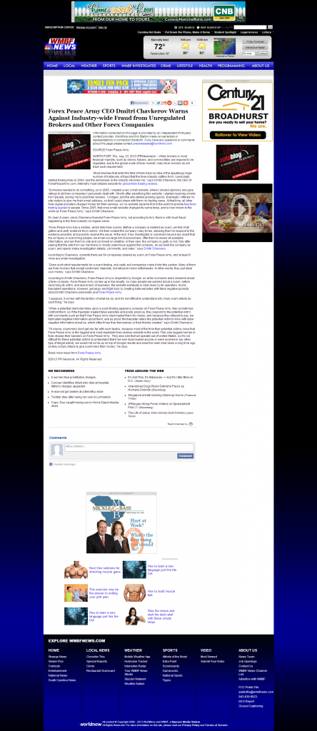 Forex Peace Army - WMBF NBC-32 (Myrtle Beach, SC)