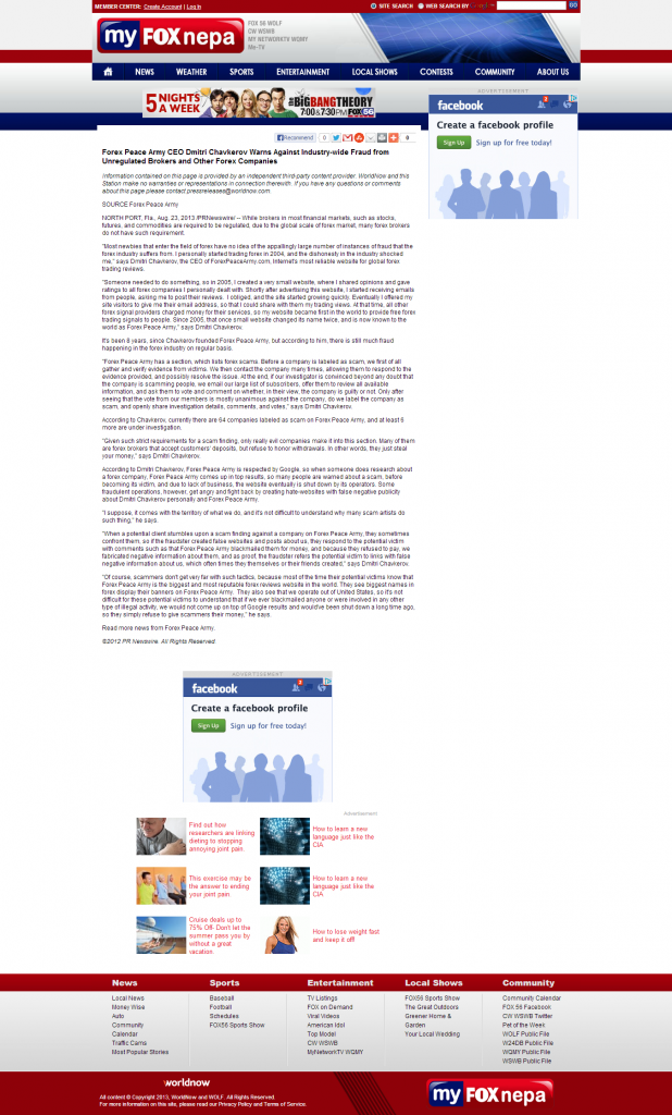 Forex Peace Army - WOLF-TV FOX-56 (Wilkes-Barre, PA)
