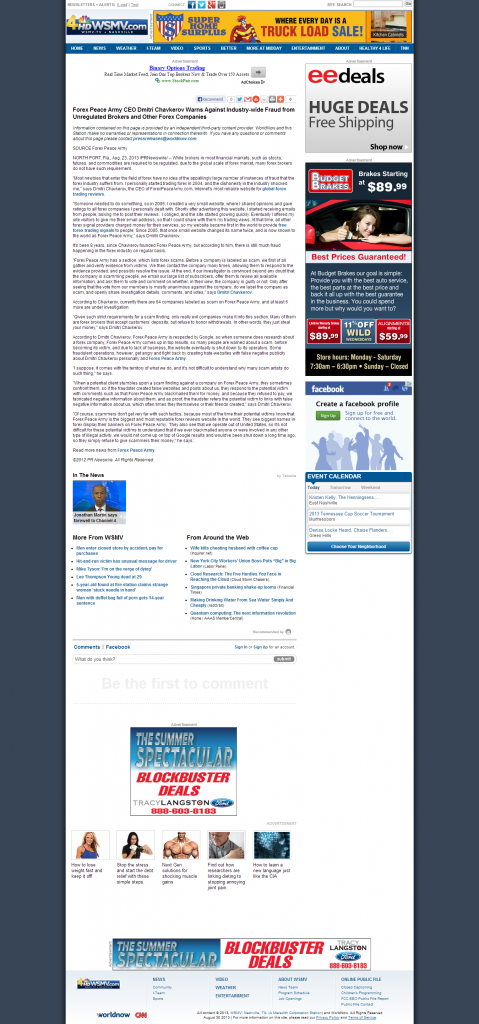Forex Peace Army - WSMV-TV NBC-4 (Nashville, TN)