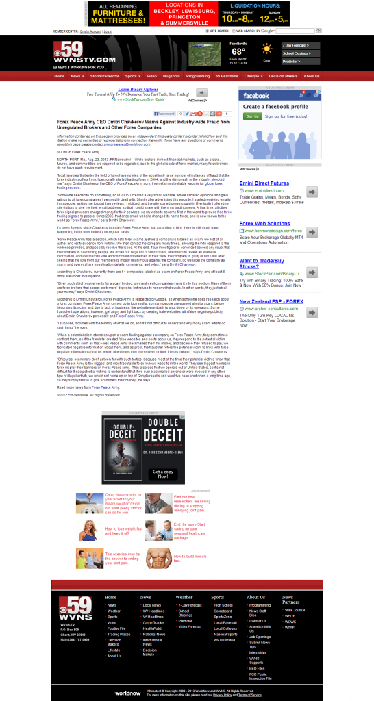 Forex Peace Army - WVNS-TV CBS-59 (Ghent, WV)