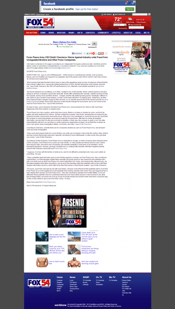 Forex Peace Army - WZDX-TV FOX-54 (Huntsville, AL)