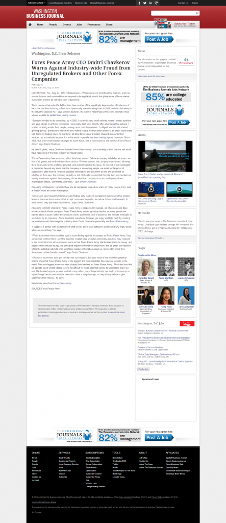 Forex Peace Army - Washington Business Journal