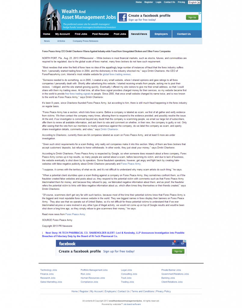 Forex Peace Army - Wealth and Asset Management Jobs
