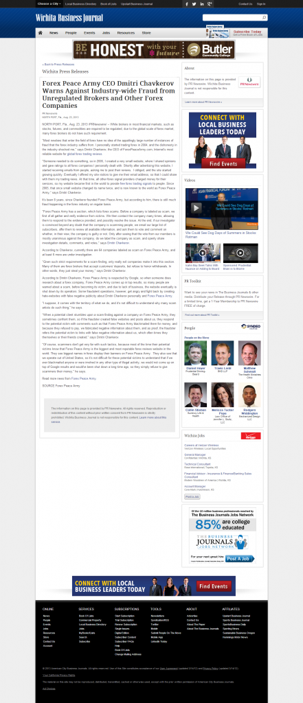 Forex Peace Army - Wichita Business Journal