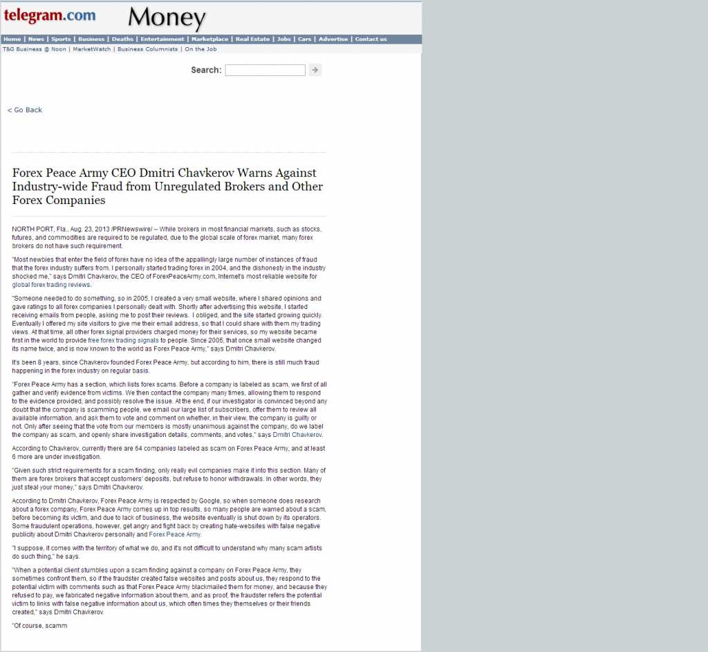 Forex Peace Army - Worcester Telegram & Gazette